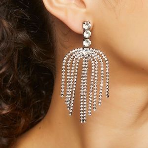 Forever 21 Faux Gem Chandelier Earrings in Gunmetal